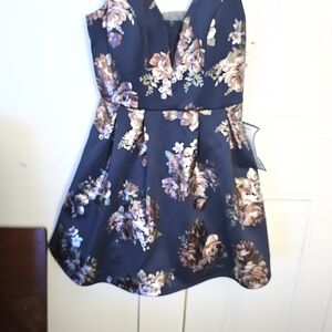 Crystal Doll Navy Blue Floral Dress